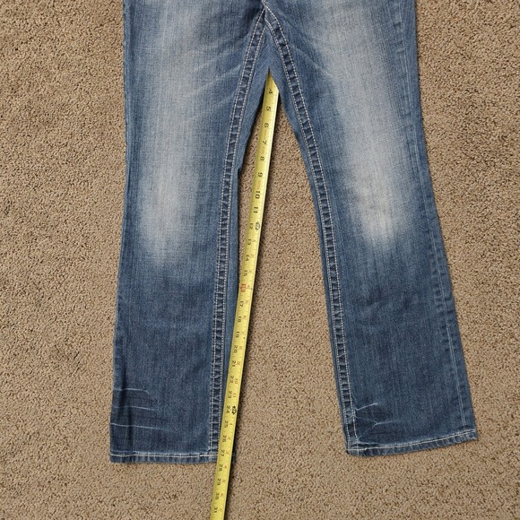 Harley Davidson Womens 6P Blue Embellished Bootcut Jeans Thick Stitch Bling - Picture 10 of 13